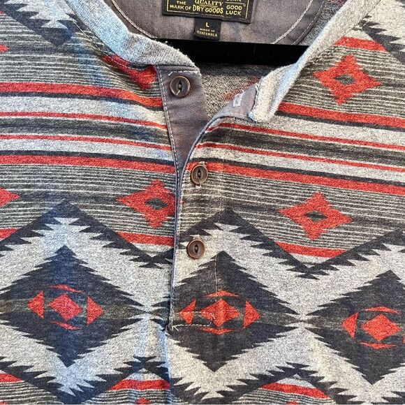 Lucky Brand Henley T Shirt Aztec Southwestern Short Sleeve Size large - Picture 3 of 8